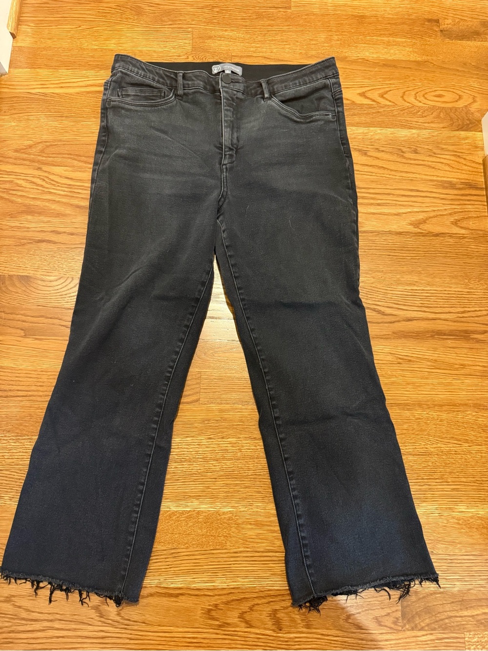 Wit & Wisdom Washed Black Wide-Leg Jeans with Frayed Hem